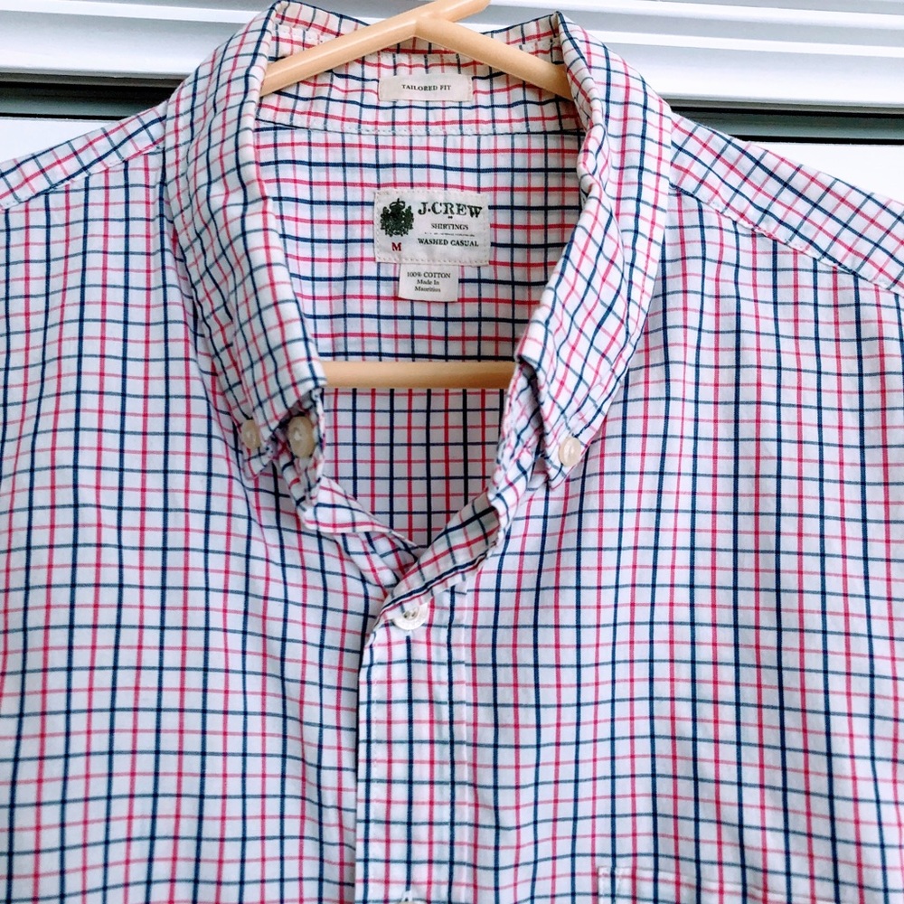 Used JCrew Casual Shirt Medium Pink Red Blue